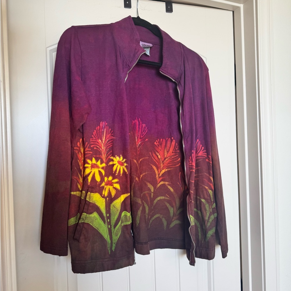 Floral Zip-Up Jacket with Vibrant Colors